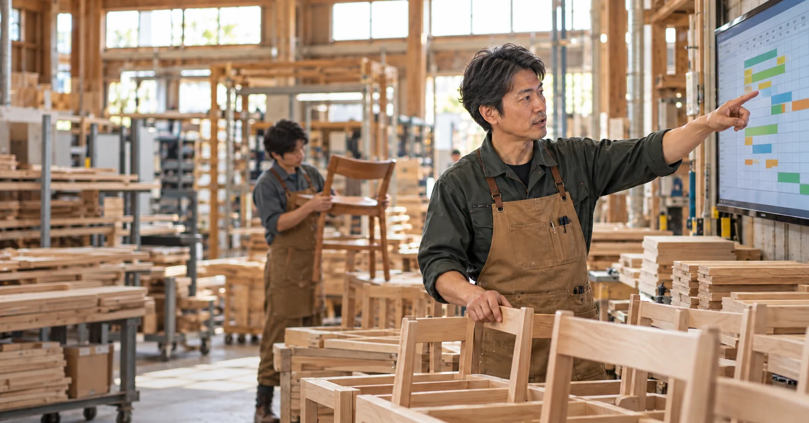 木材家具:生産状況はどうすれば一目で分かるようになるのかの記事イメージ(AI生成イメージ)